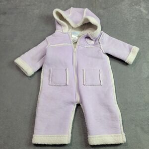 Simply Basic Pram Suit Baby Girls 6-9 Month Lavender Purple Hooded Sherpa Fleece